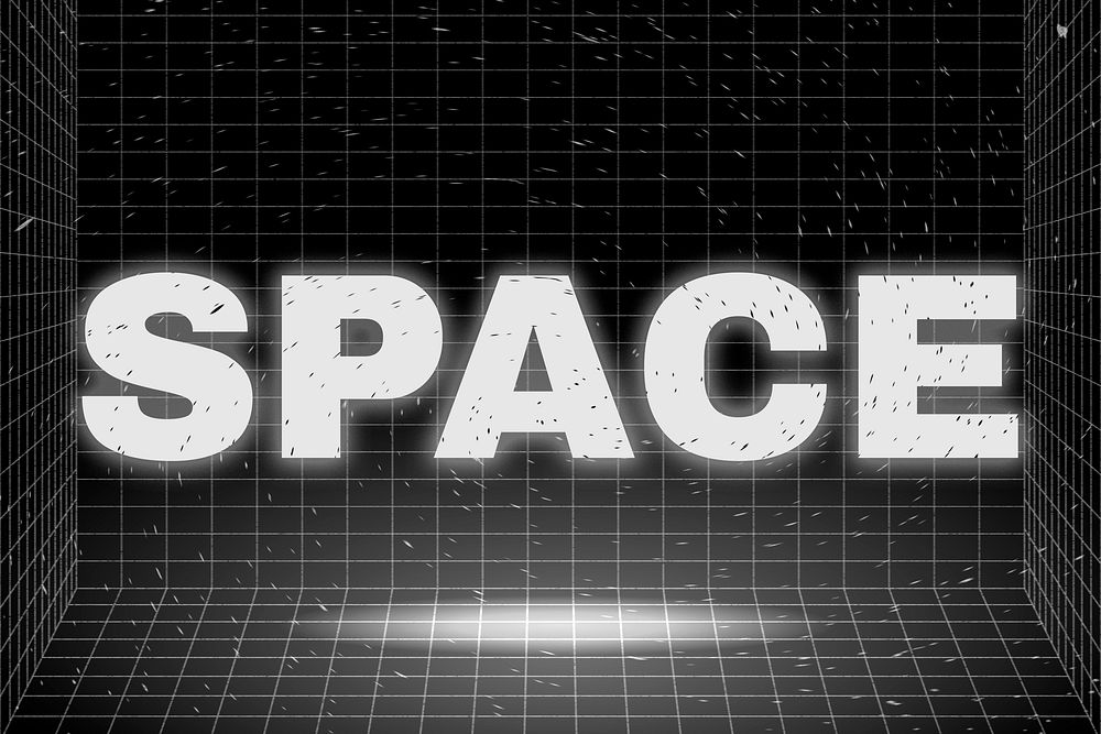 Text SPACE glowing typography design on black