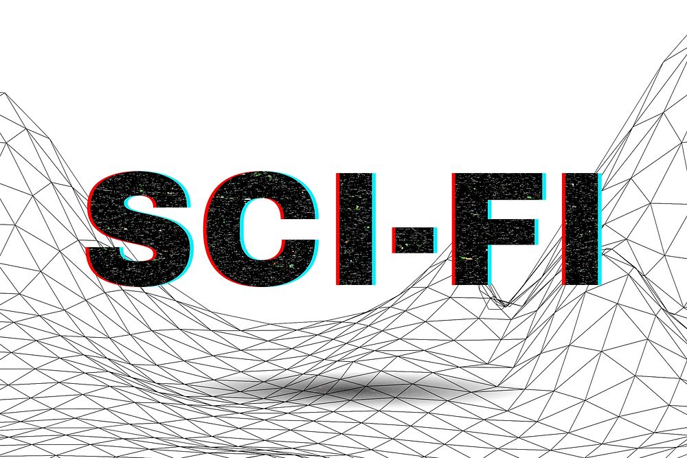 Text SCI-FI typography wavy background