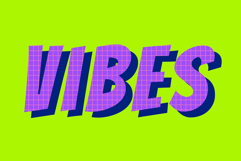 Vibes word comic typography vector