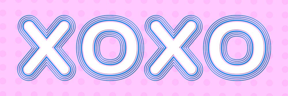 Offset stroke retro xoxo lettering vector