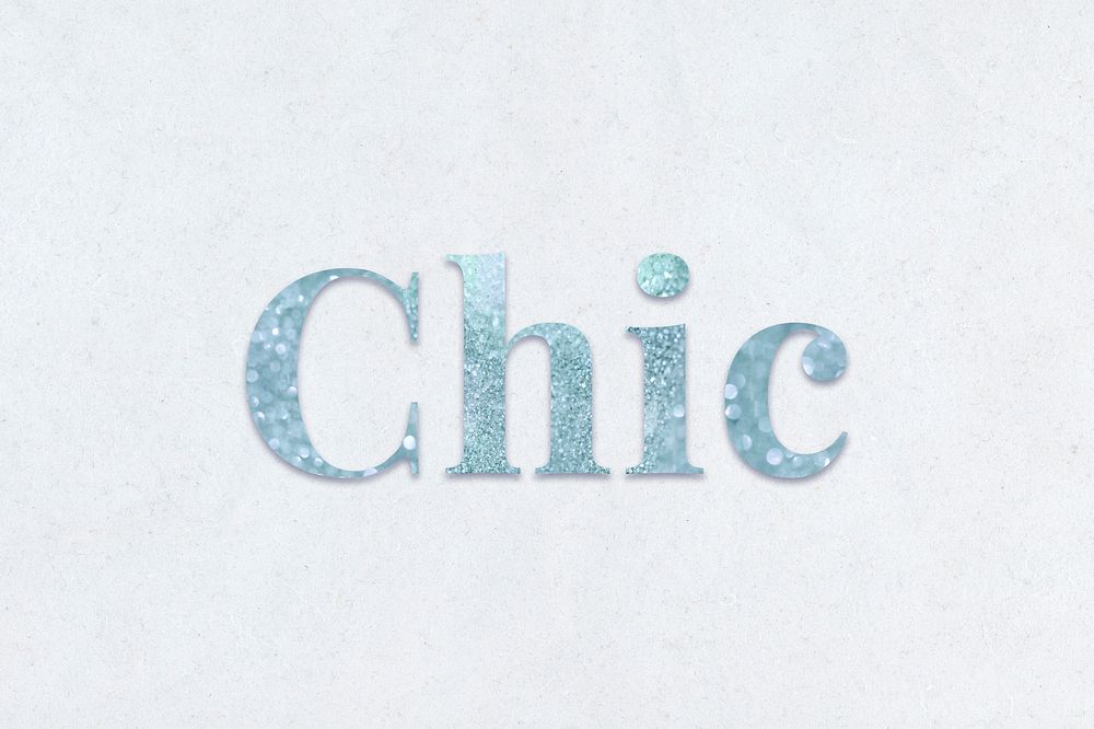 Chic light blue glitter font on a blue background