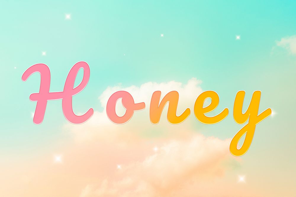 Honey romantic text doodle colorful hand writing