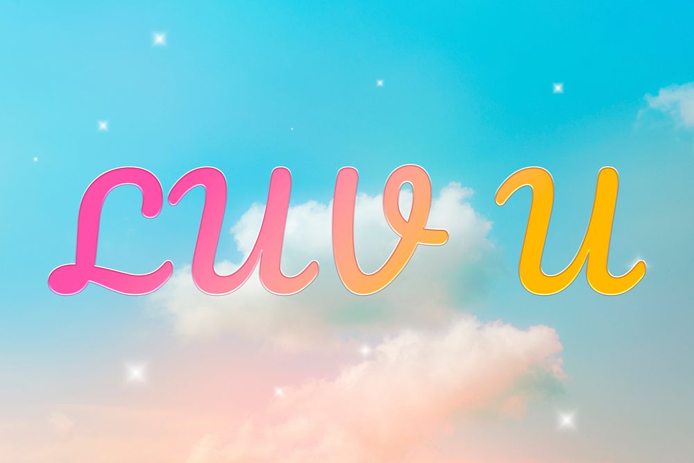 Luv u romantic message doodle font typography