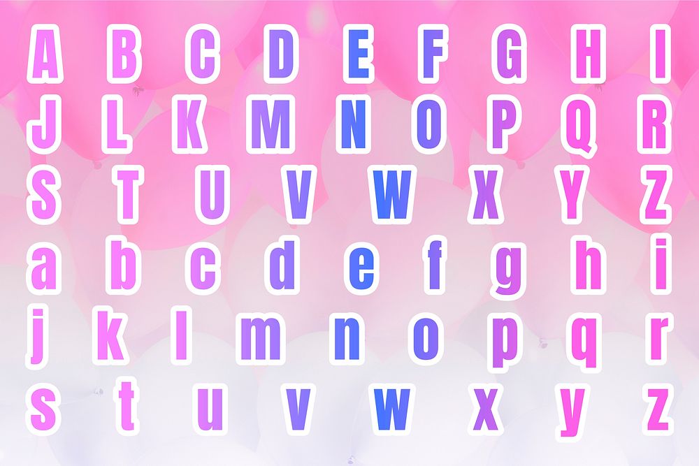 Gradient alphabet vector letter font set