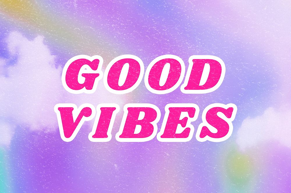 Good Vibes purple quote typography retro wallpaper