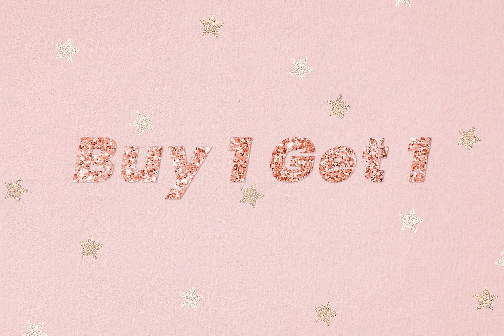 Buy 1 get 1 typography on star patterned background