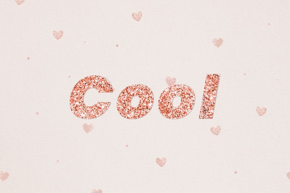 Glittery cool typography on heart patterned background