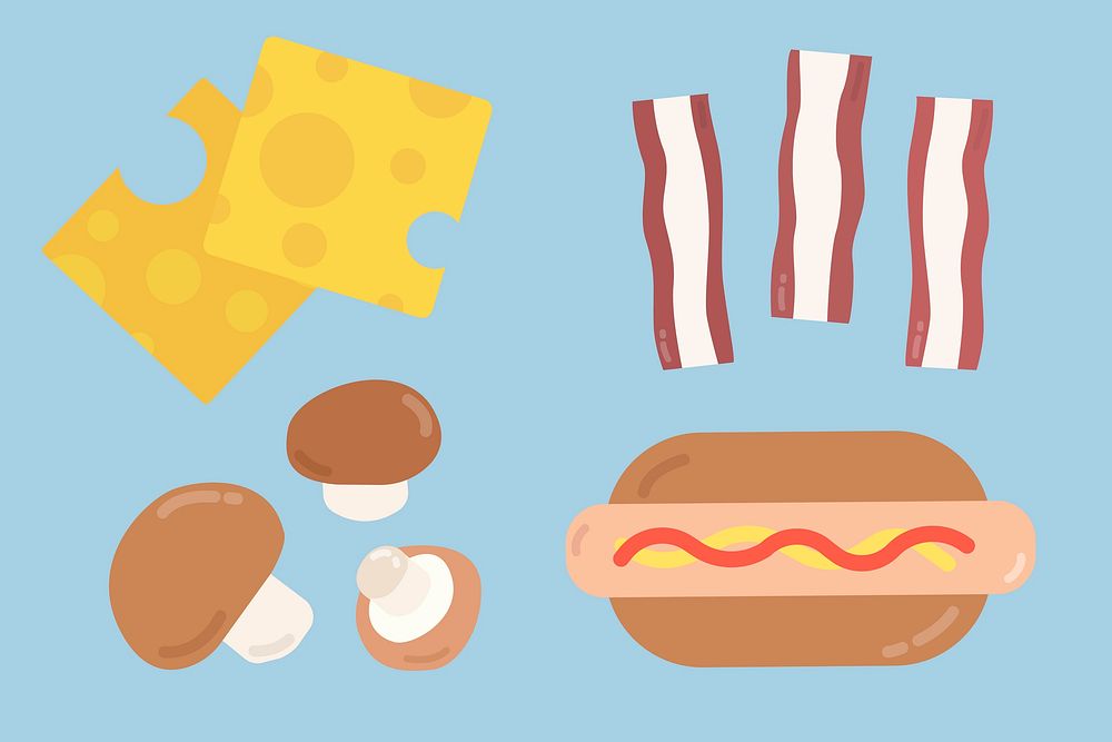 Vector pastel food sticker collection