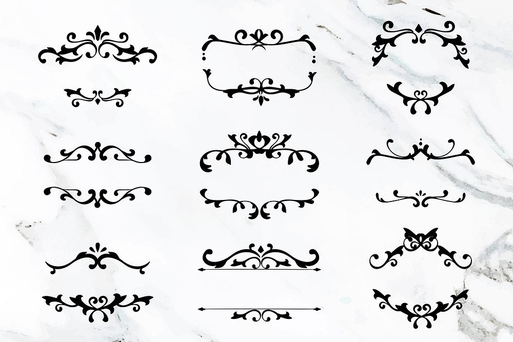 Vintage black filigree ornament vector set