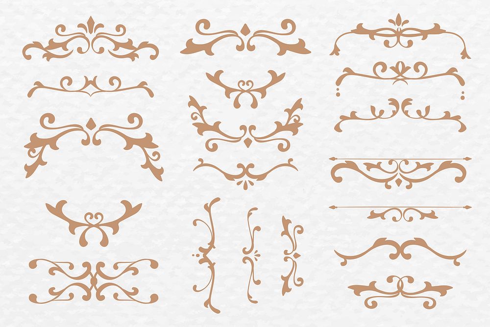 Luxurious ornaments bronze vector flourish frame set