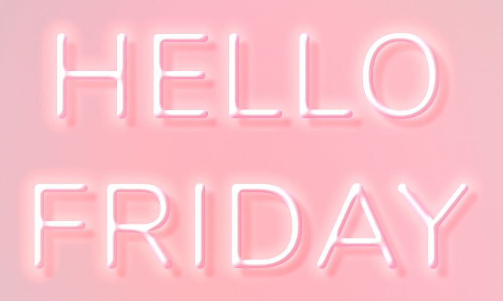 Glowing Hello Friday neon text