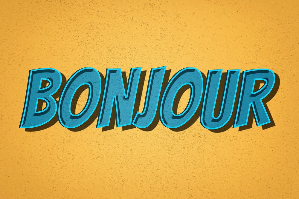 Bonjour  word retro font style illustration 