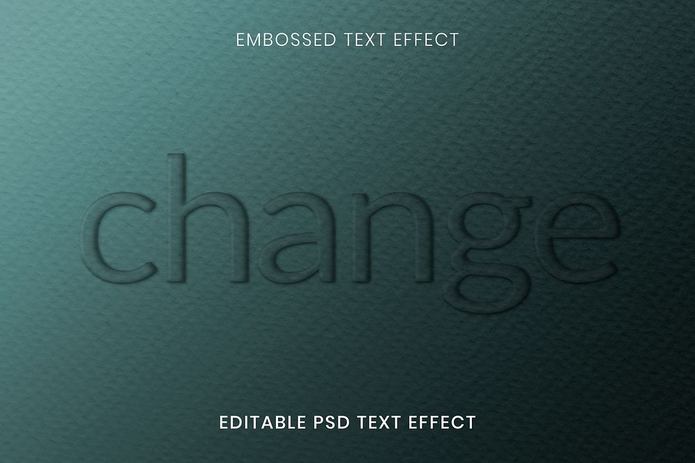 Embossed editable psd text effect template green paper textured background