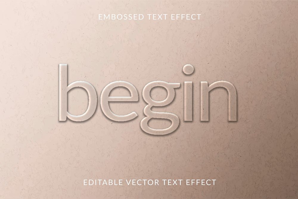 Embossed editable vector text effect template beige paper textured background