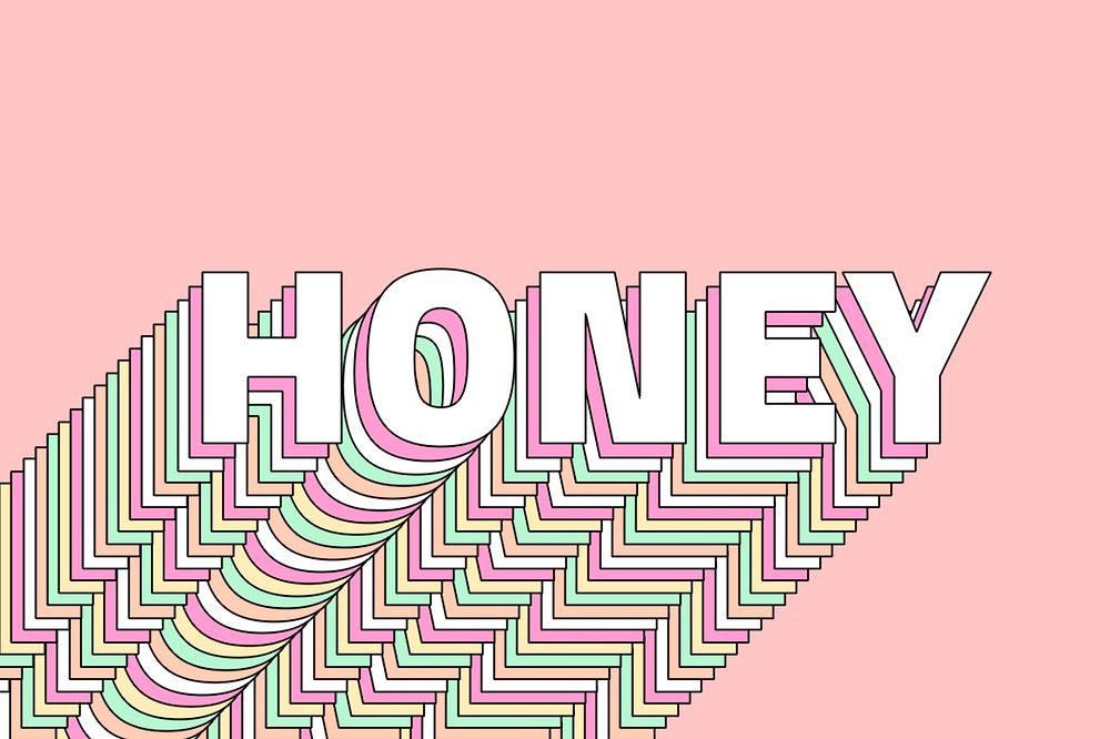 Honey layered message typography retro word