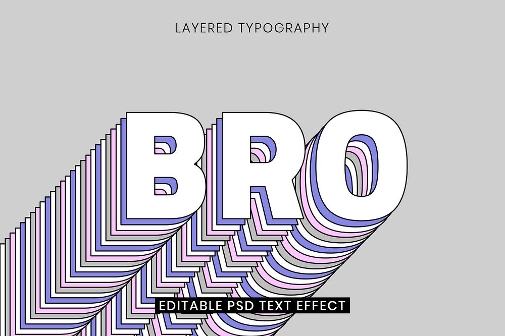 Layered editable text effect template vector 3d typography