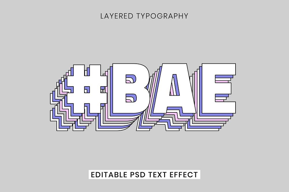 Layered editable text effect template vector 3d typography