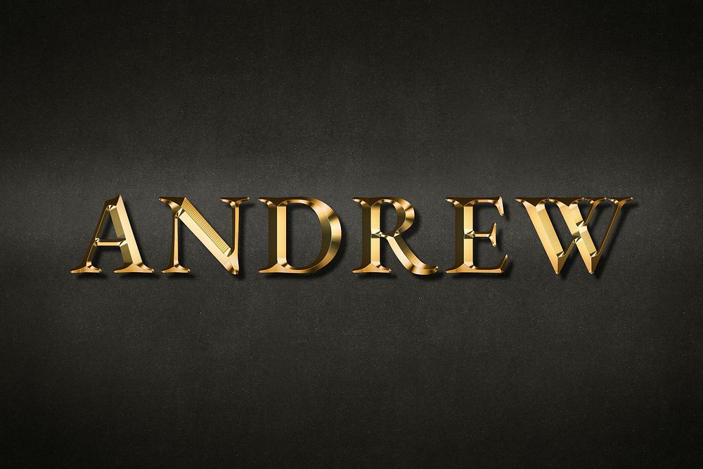 Andrew typography in gold effect design element 