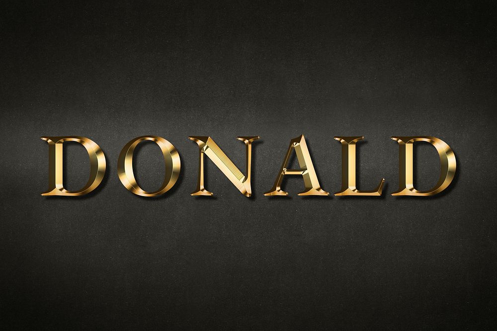 Gold Donald typography on a black background design element