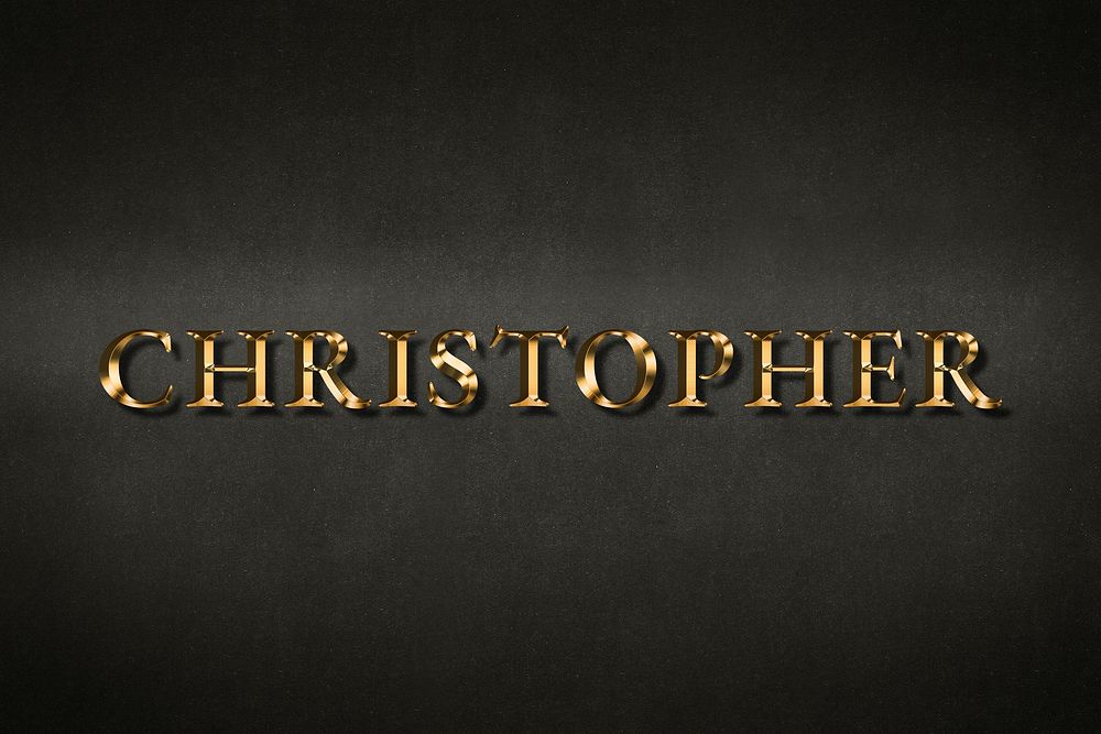 Christopher typography in gold effect design element 