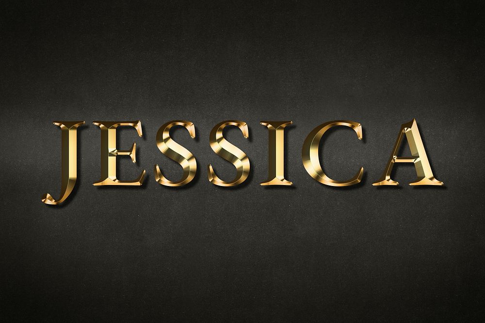 Jessica typography in gold effect design element 