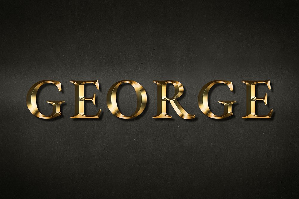 Gold George typography on a black background design element