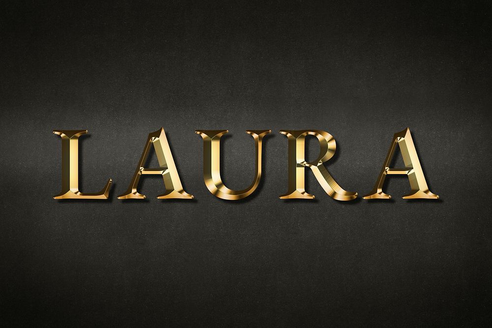 Laura typography in gold effect design element 