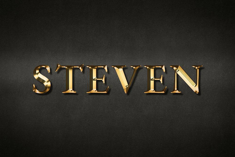 Steven typography in gold effect design element