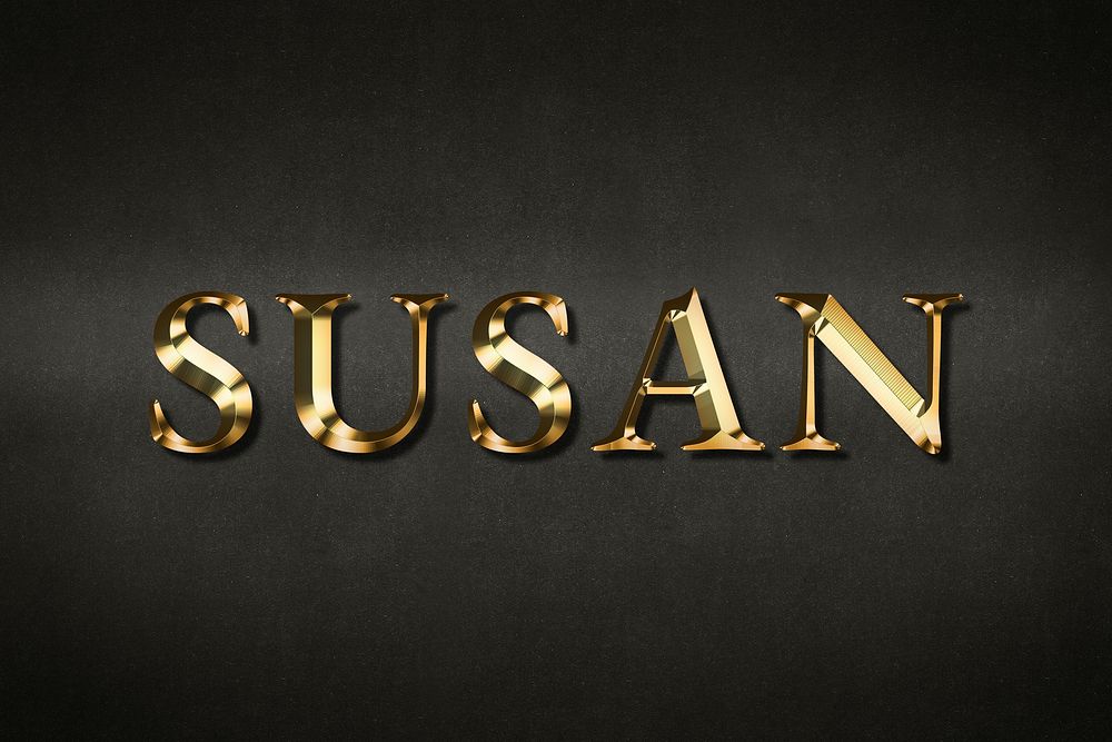 Susan typography in gold effect design element