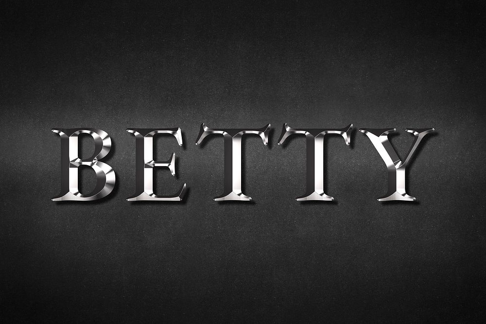 Betty typography in silver metallic effect design element 