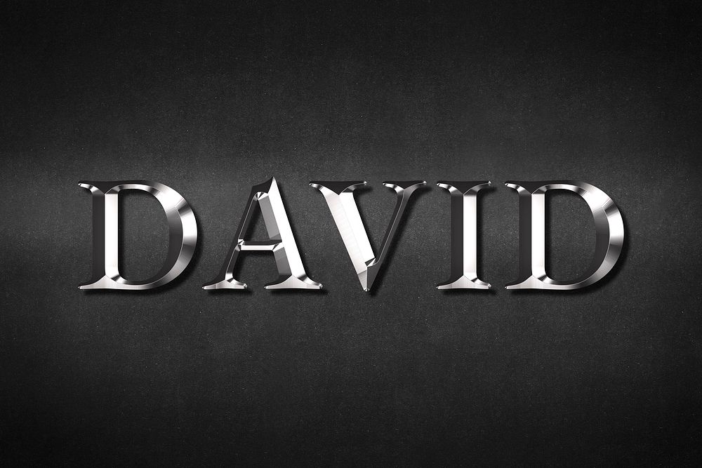 David typography in silver metallic effect design element 