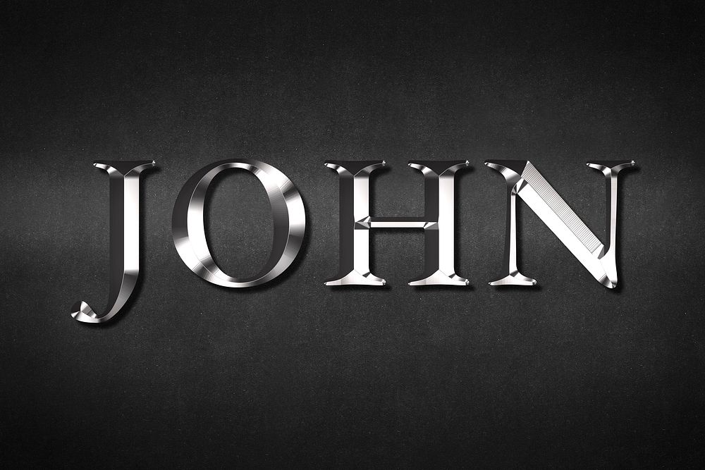 John typography in silver metallic effect design element