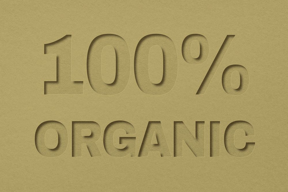 100% organic text cut-out font typography