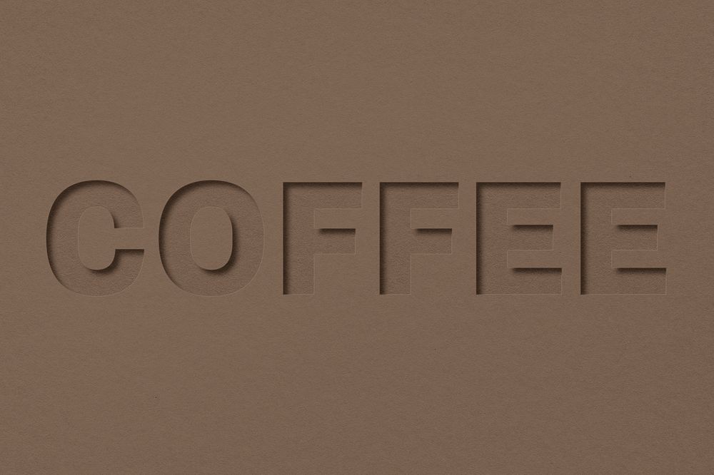 Coffee word paper cut font shadow typography