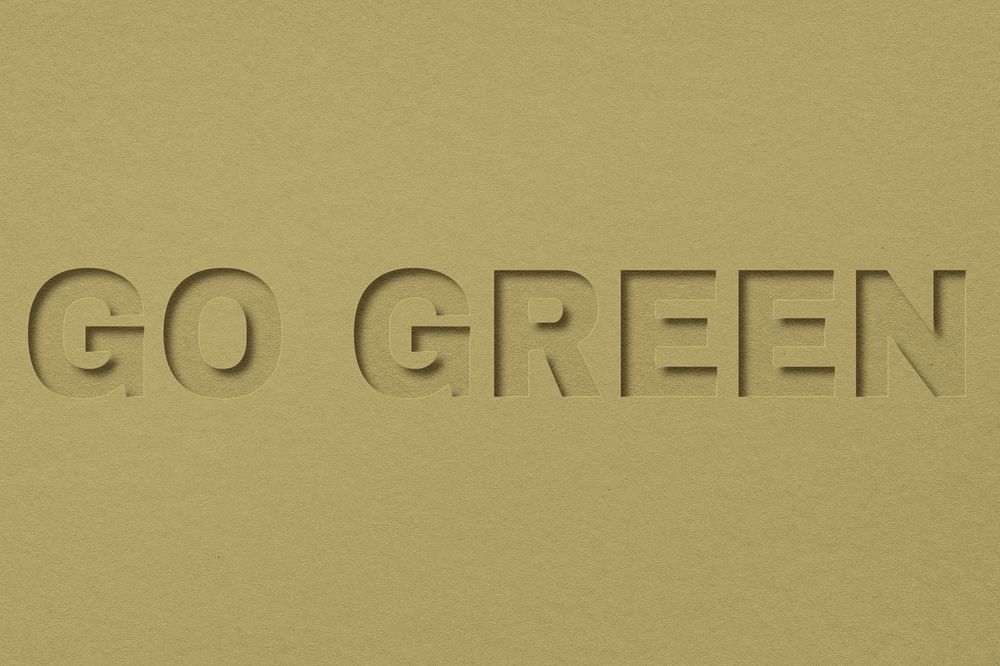 Go green word paper cut font shadow typography