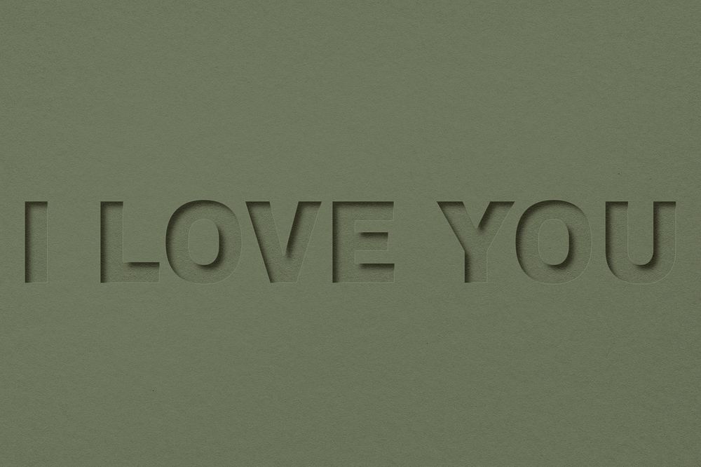 I love you word bold font typography paper texture