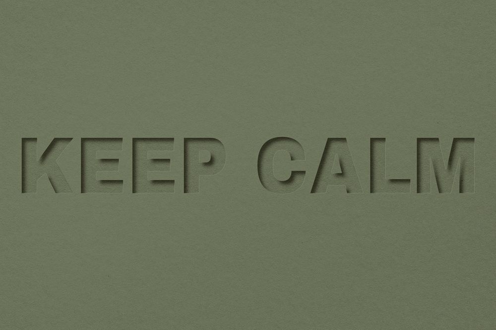 Keep calm word paper cut font shadow typography
