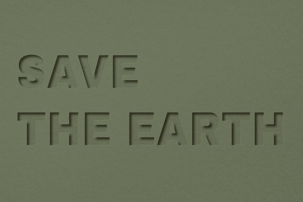 Save the earth word bold font typography paper texture