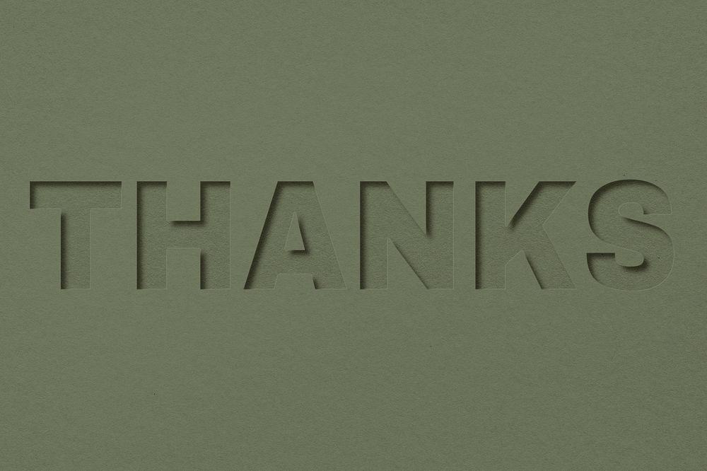 Thanks text cut-out font typography