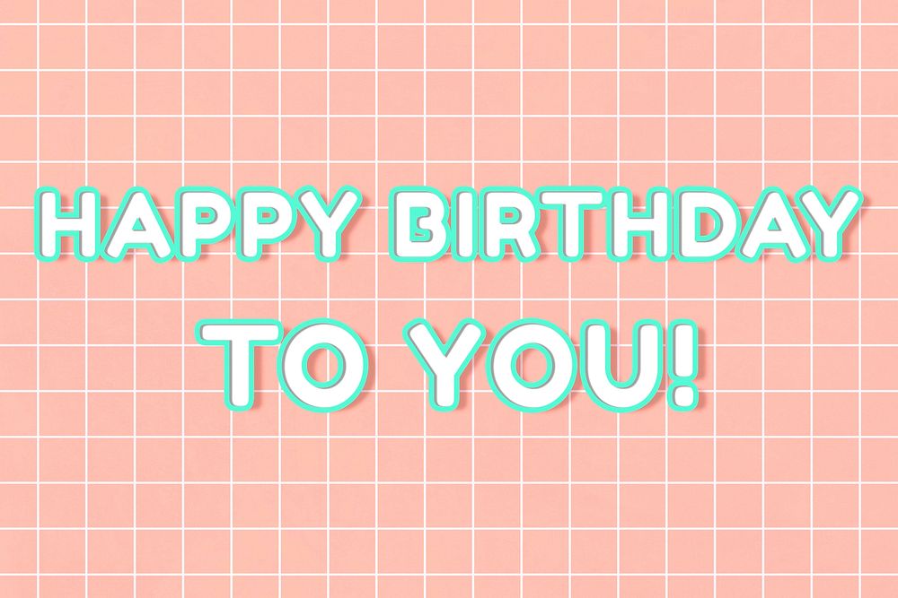 80&rsquo;s lettering happy birthday to you! bold outline neon word typography