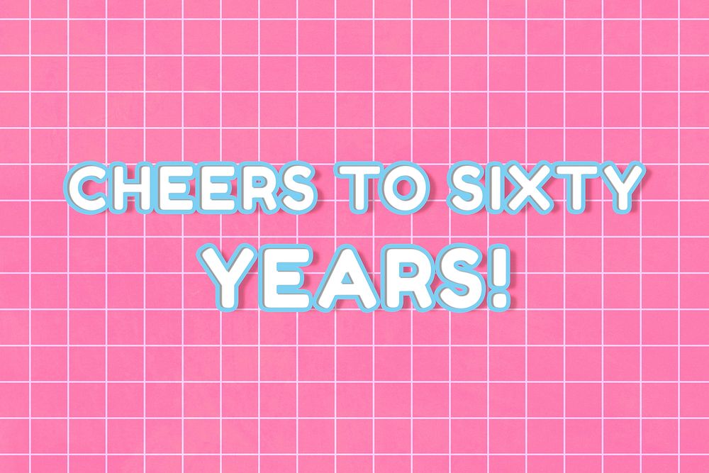 Outline 80’s miami font cheers to sixty years! typography on grid background