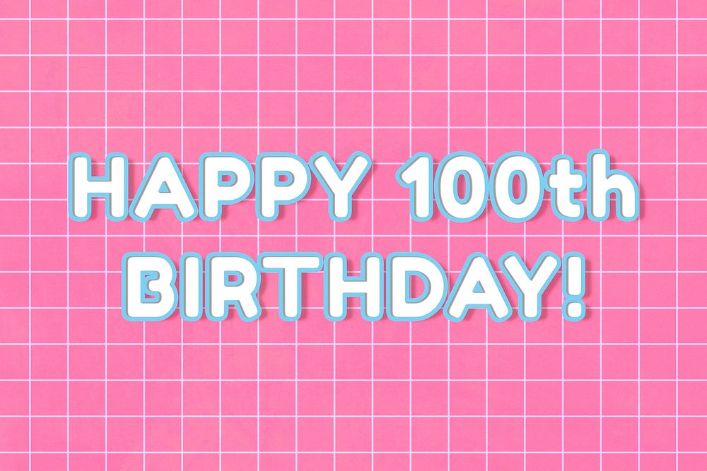 Neon miami 80&rsquo;s happy 100th birthday! word outline typography