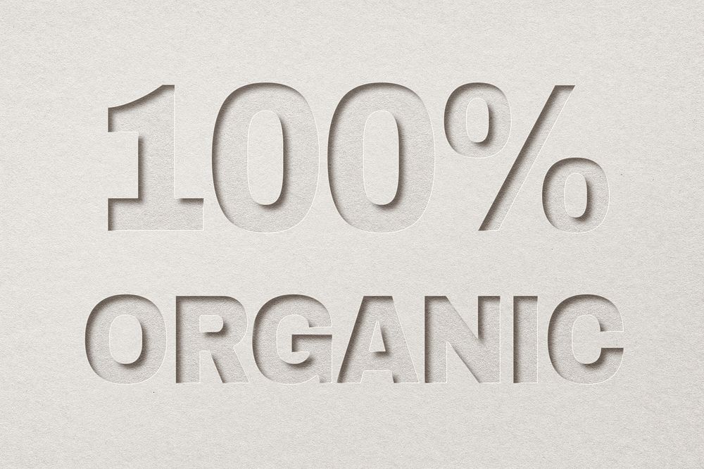 100% organic paper cut lettering word art