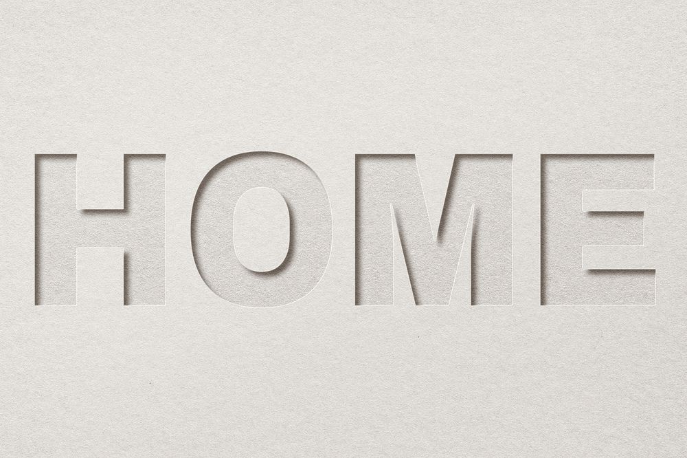 Home word paper cut font typography