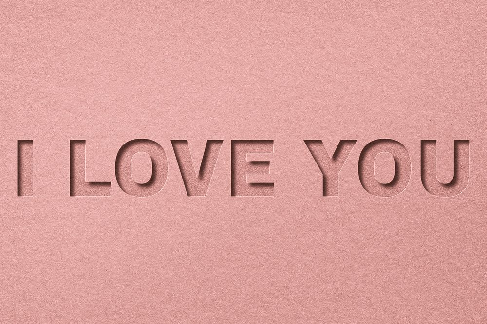 I love you 3d paper cut font typography