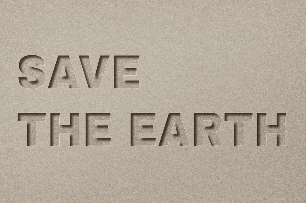 Save the earth 3d paper cut font typography