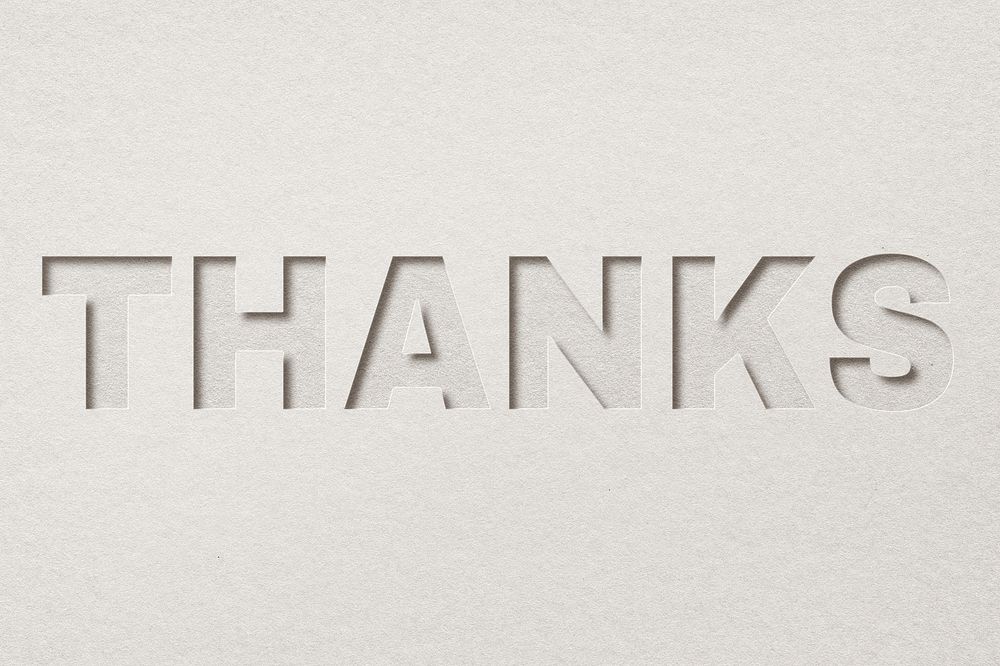 Thanks word paper cut font typography