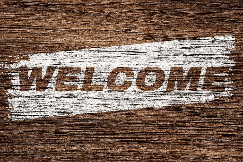 Welcome text wood texture brush stroke effect typography