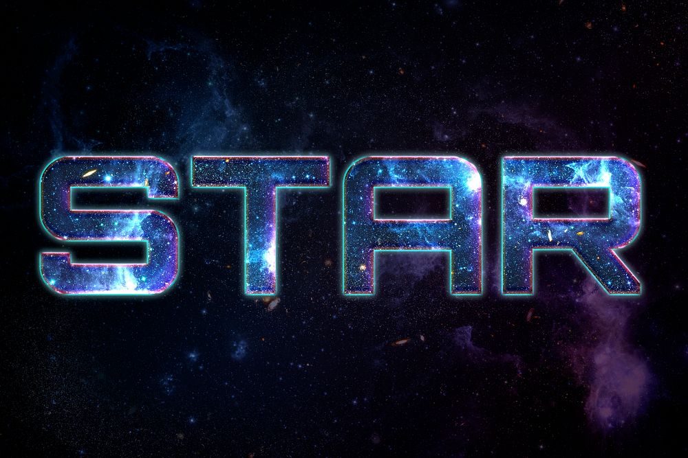 STAR word typography text on galaxy background