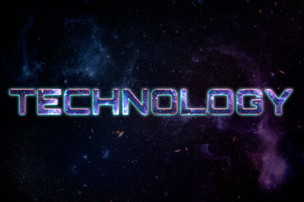 TECHNOLOGY word typography text on stellar background